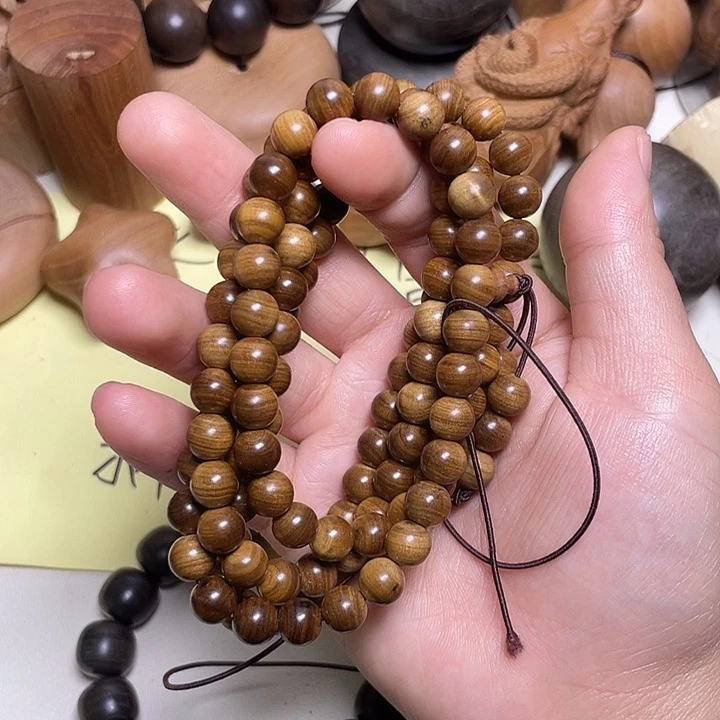 檀香木手串/手链老山檀香0.8/108横纹虎皮沉满纹
