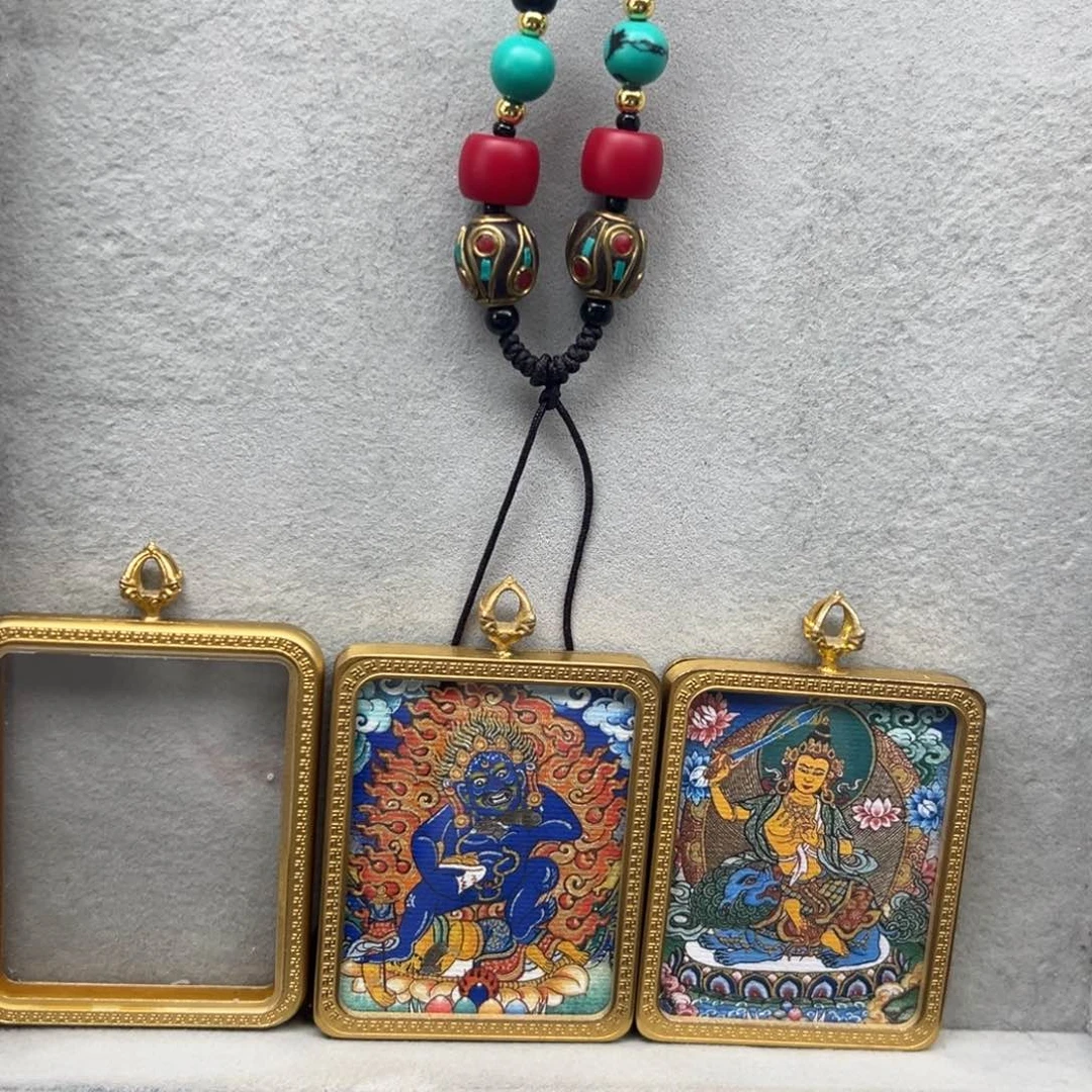 吊坠.****.铜双面黑老爷文殊绳子2