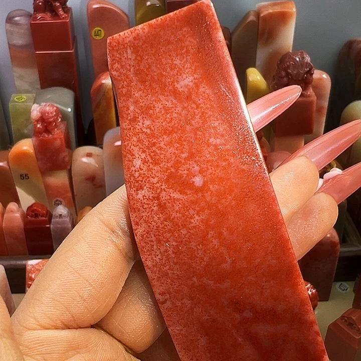 寿山石印石白底桃花原石