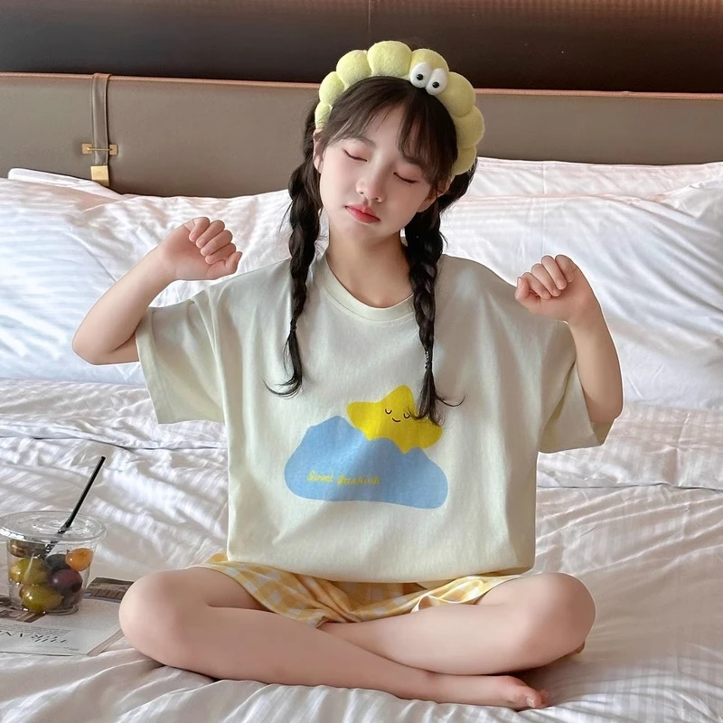 女童睡衣夏装2025新款洋气中大童薄款儿童夏季休闲女生家居服套装