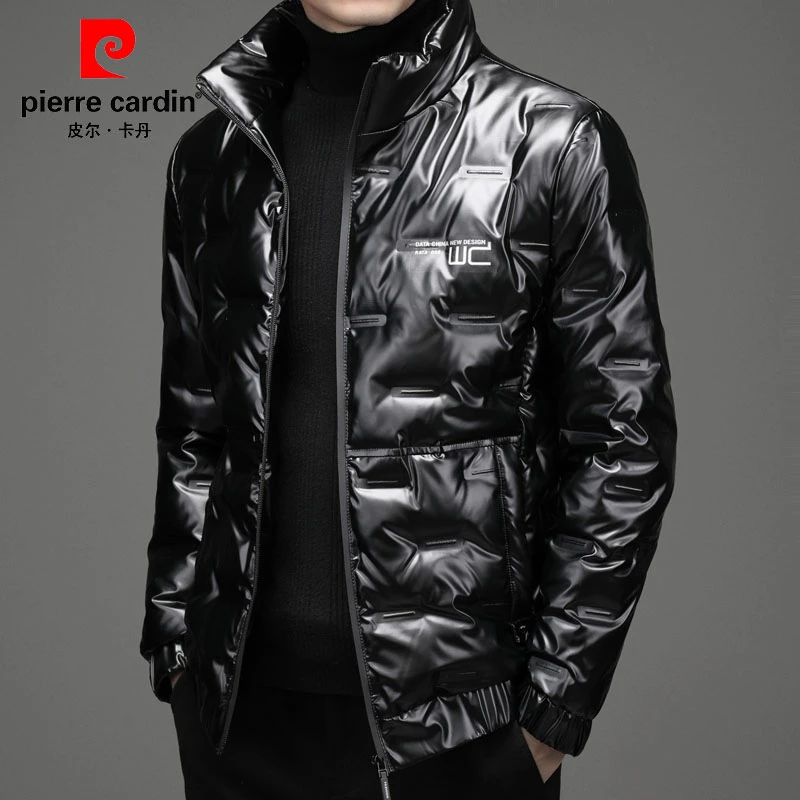 皮尔卡丹新款亮面羽绒服男士高级感穿搭时尚秋冬保暖立领夹克外套