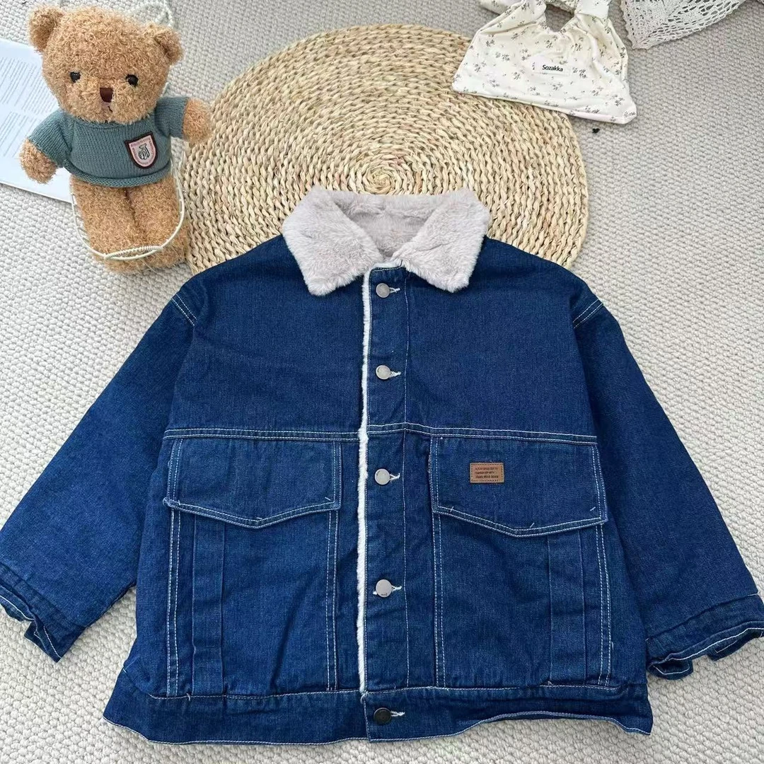 儿童2025冬季新款时尚休闲牛仔外套(尺码偏大-按身高拍)B4410