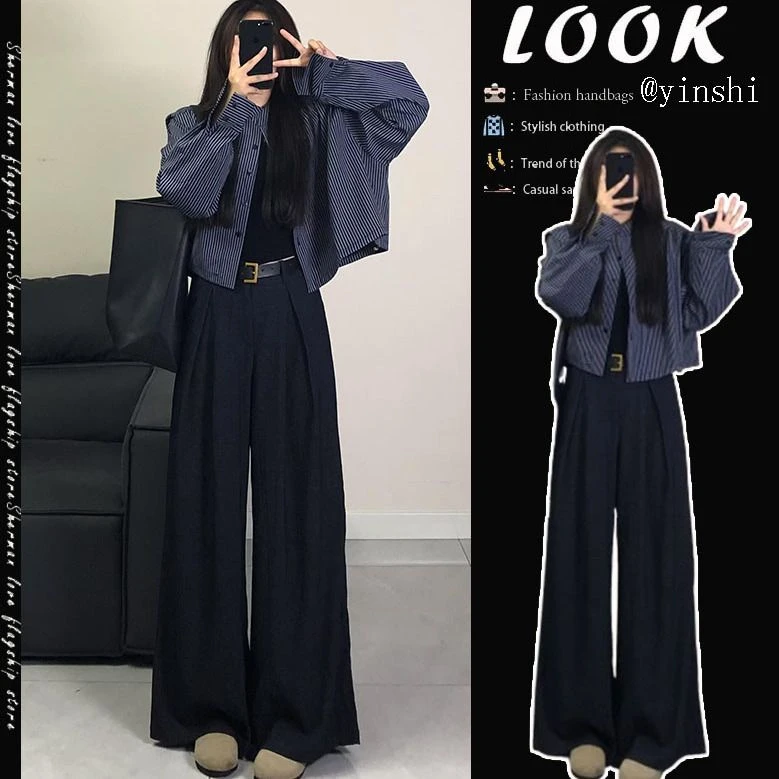 秋季穿搭一整套女2025新款洋气时尚短款外套宽松休闲长裤两件套