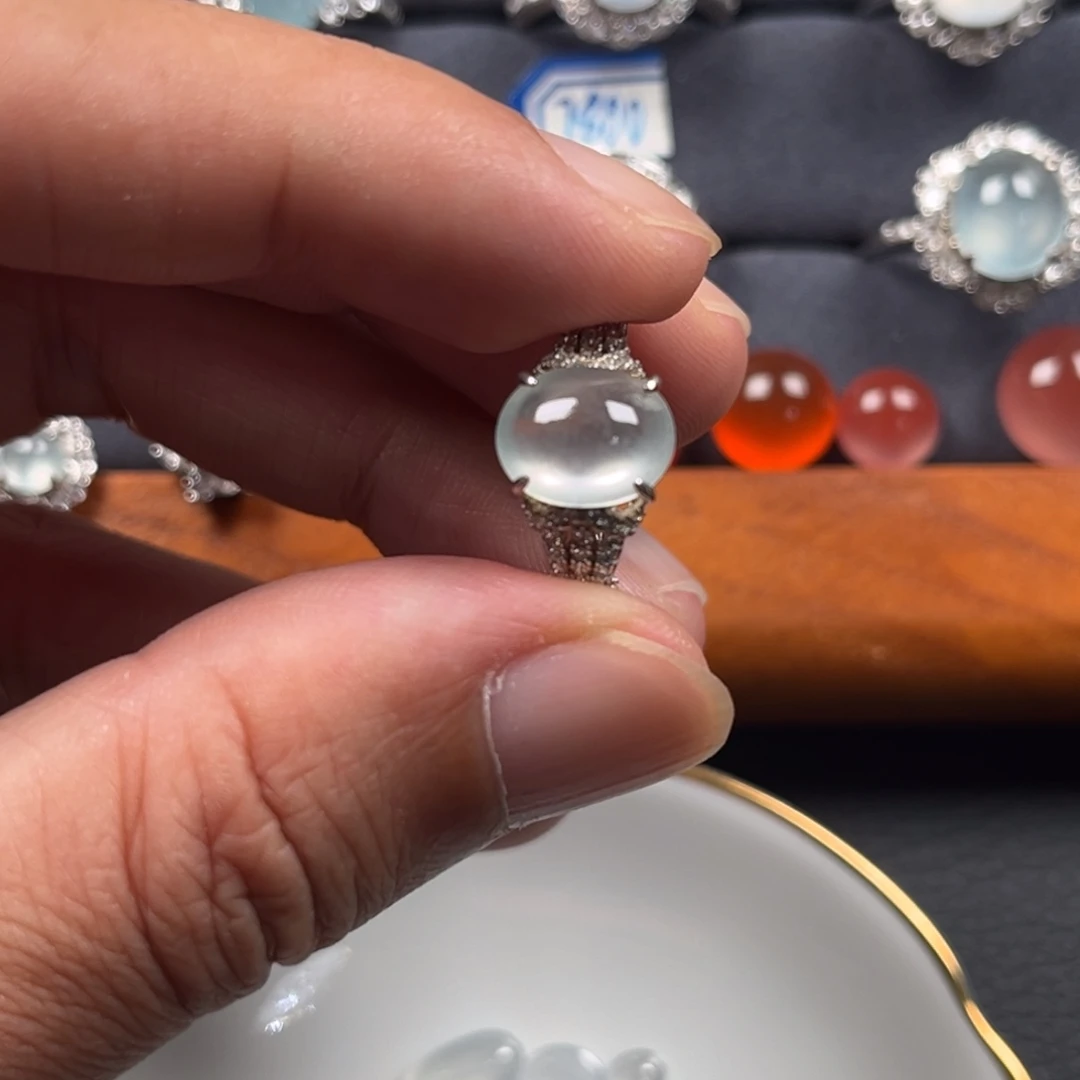 翡翠银S925镶嵌戒指缅甸翡翠A货