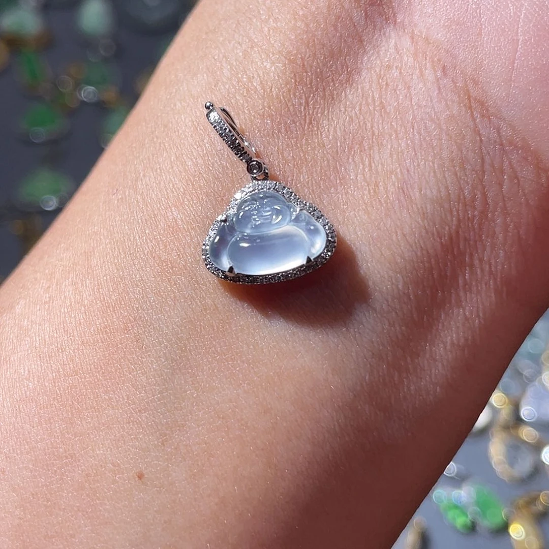 吊坠(不含链)18K金镶嵌翡翠