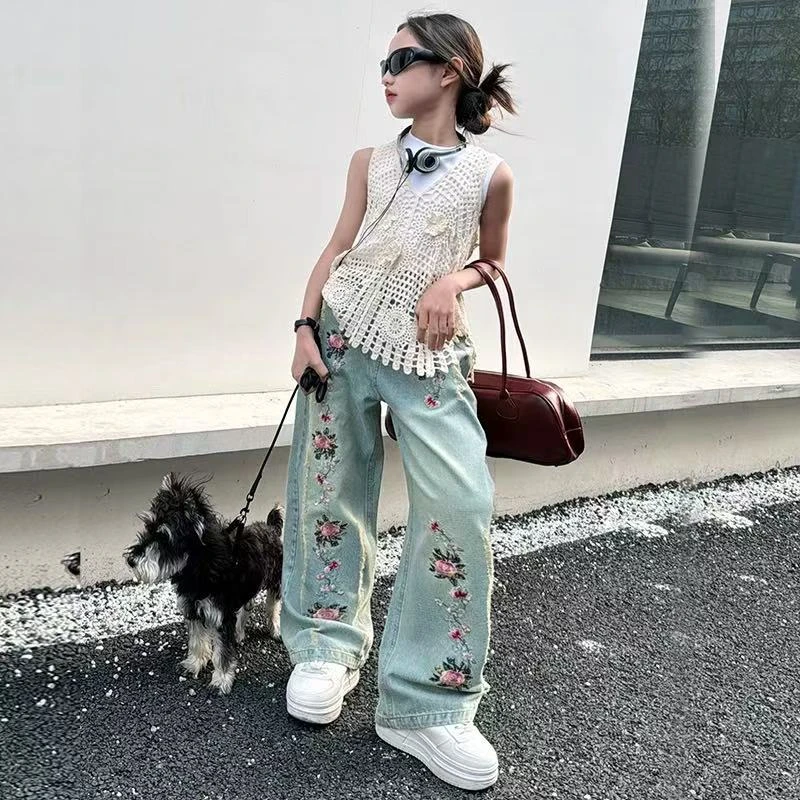 503307 韩版男童女童休闲舒适时尚洋气百搭休闲牛仔裤