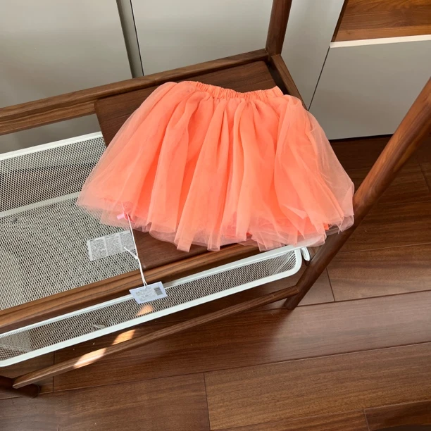 【编号M941】K1225-10-儿童网纱半裙橘粉色-SWD