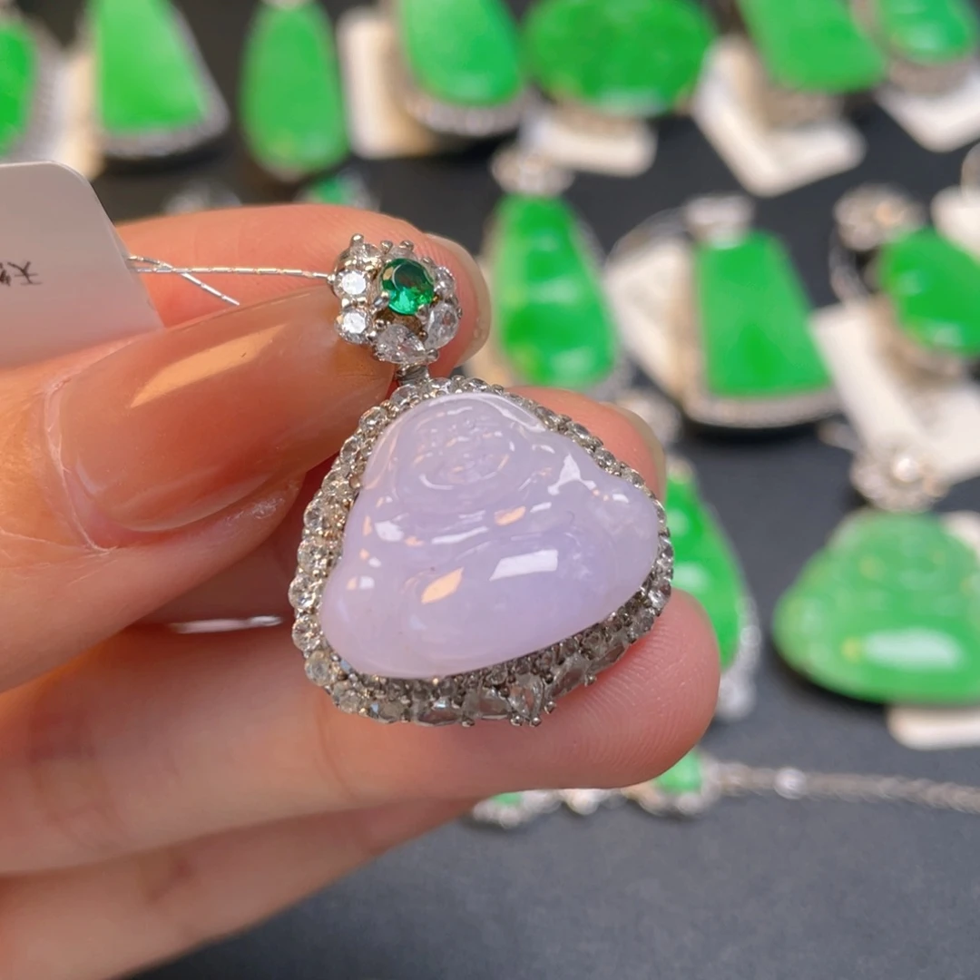 颈饰银S925镶嵌翡翠