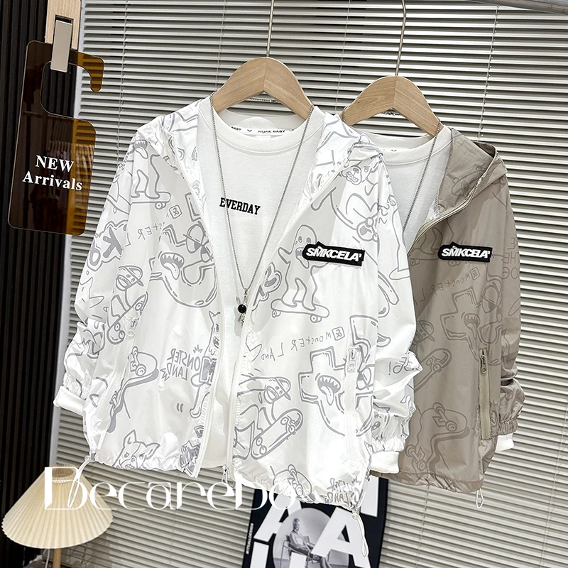 130-180【UPF50+】青少年夏季防晒衣男童薄款防晒服中大童儿童潮牌