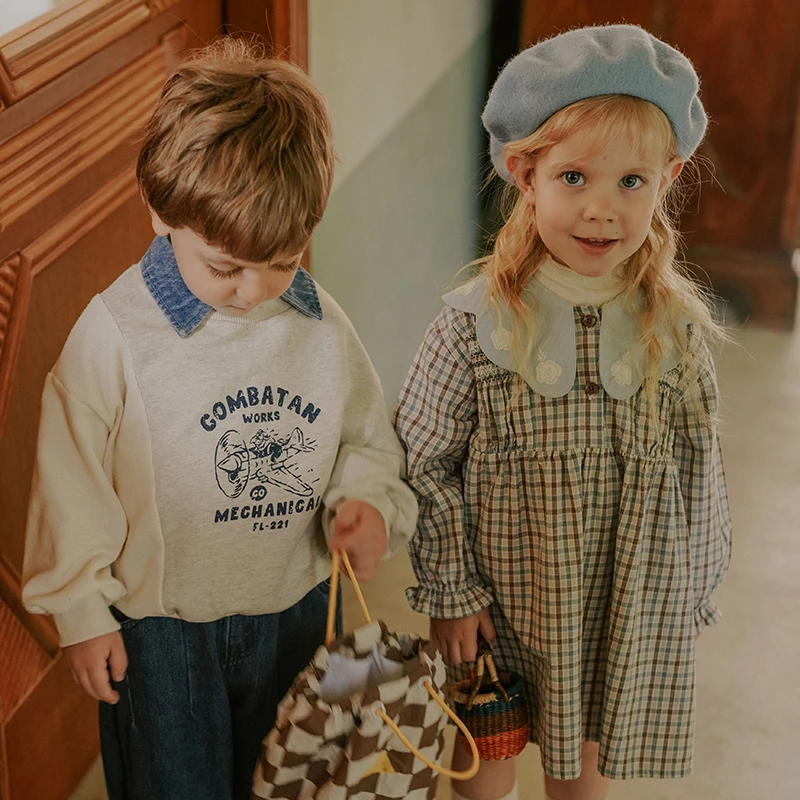 2024秋冬中小童女童格子套装-9