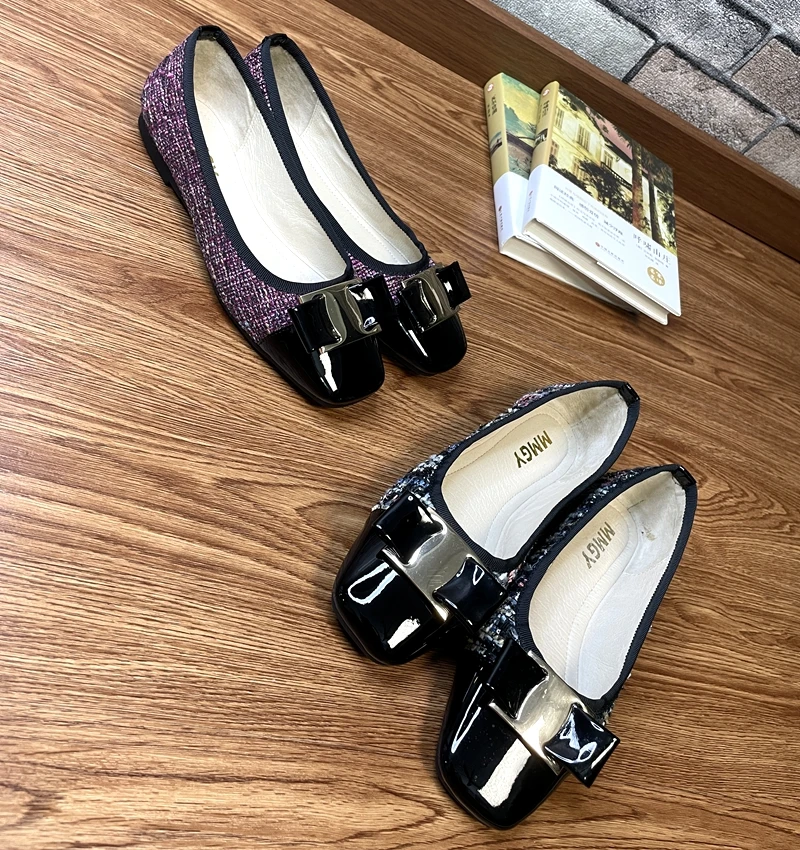 006【MMGY木马公园】小香风花呢拼色平底玛丽珍单鞋女手工鞋百搭