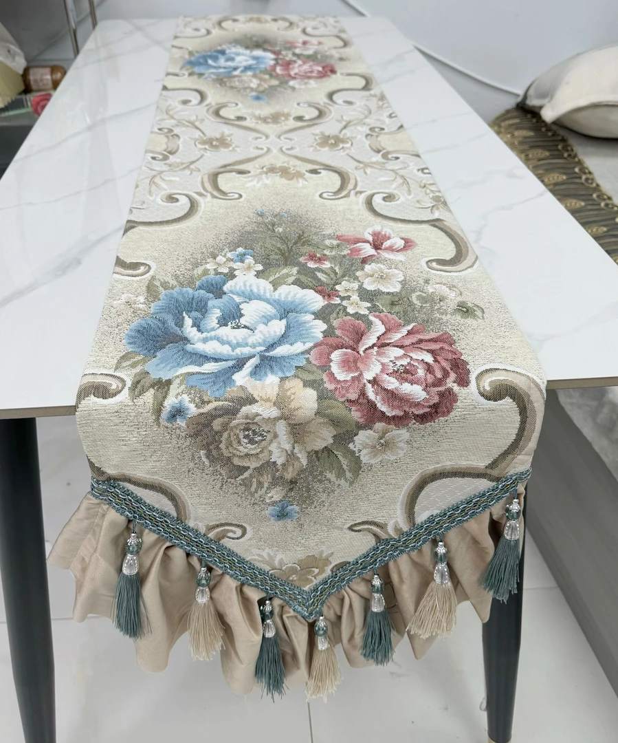 米色桌旗33*210（不含花边）1-3公分误差