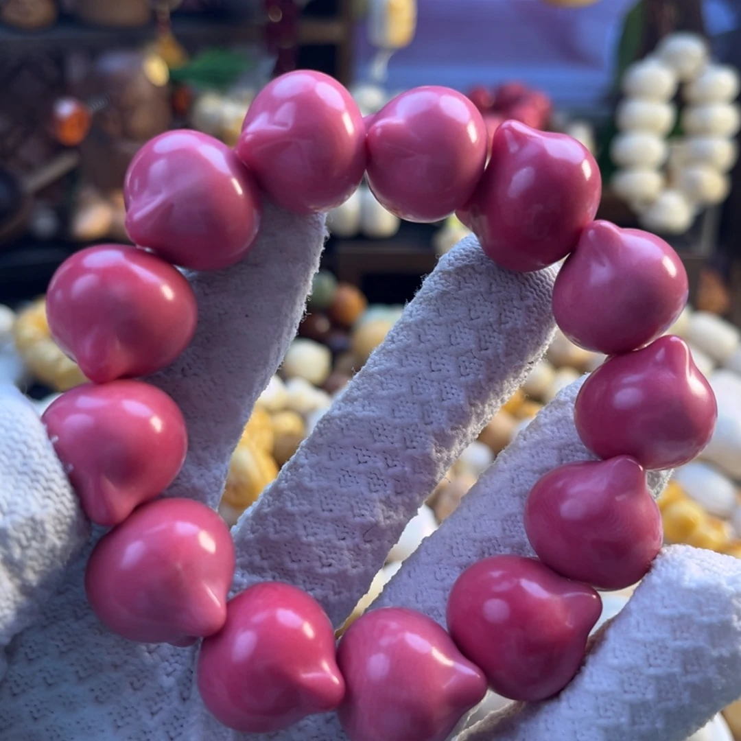 菩提根/象牙果手串-粉色猫头