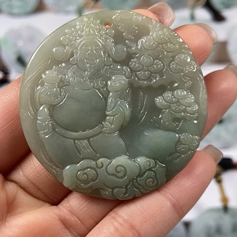 翡翠颈饰未镶嵌财神爷福利