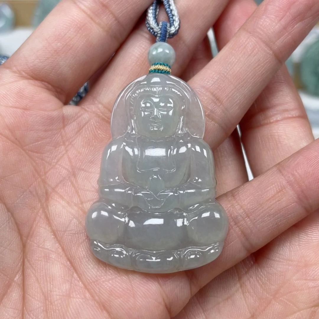 翡翠颈饰未镶嵌天然翡翠A货观音61号