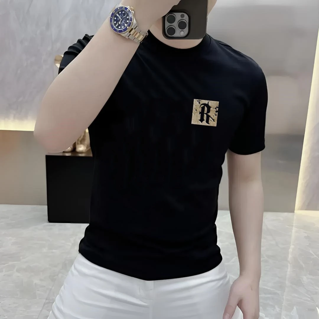 100%纯棉男士短袖t恤夏季休闲百搭青少年圆领半截袖打底衫上衣男