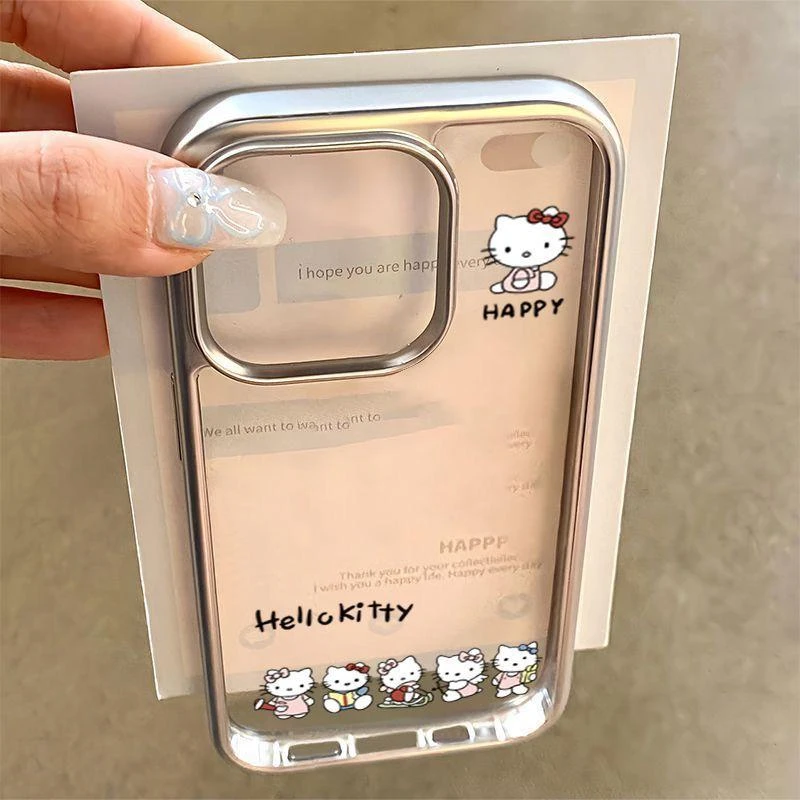 排排坐凯蒂猫链条适用iPhone16/15电镀手机壳苹果14/13防摔保护12