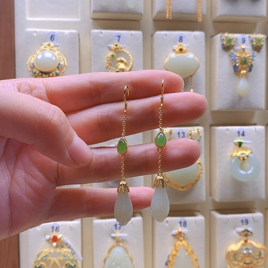 和田玉颈饰银S925镶嵌