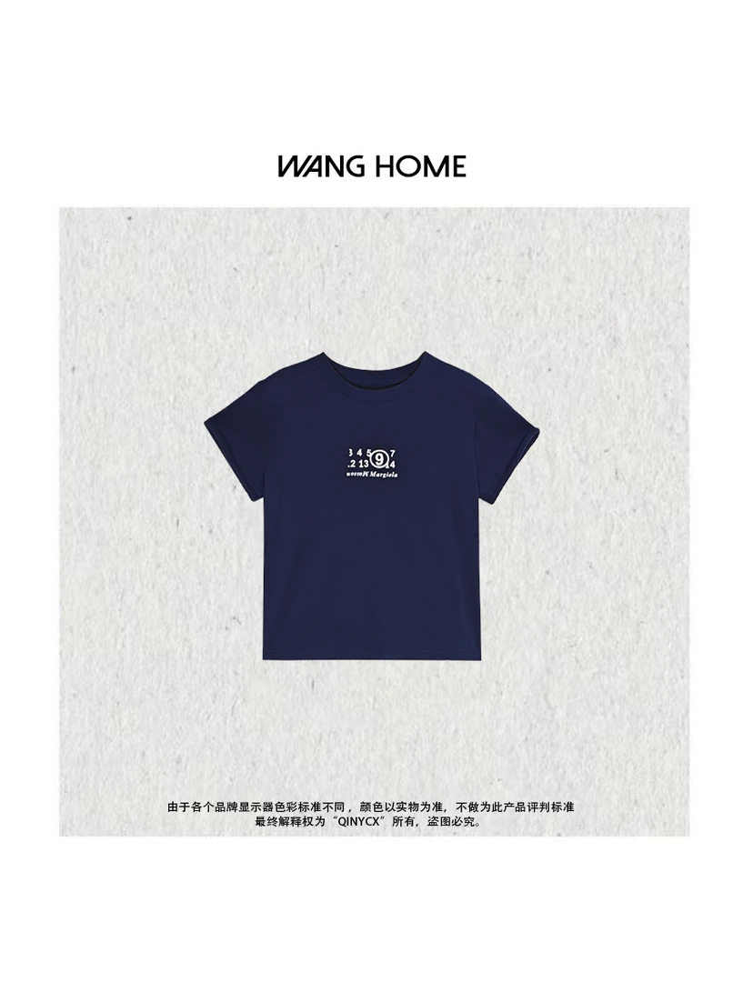 QINY CX-字母数字T 夏日圆领时尚设计款字母数字印花短袖T恤