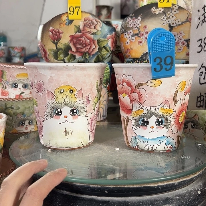 满38包邮 景德镇幸运花盆