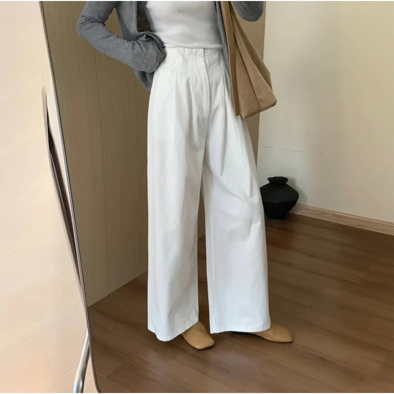 【新款推荐】纯棉酵洗加柔2025夏季新款韩版宽松阔腿裤百搭直筒显瘦