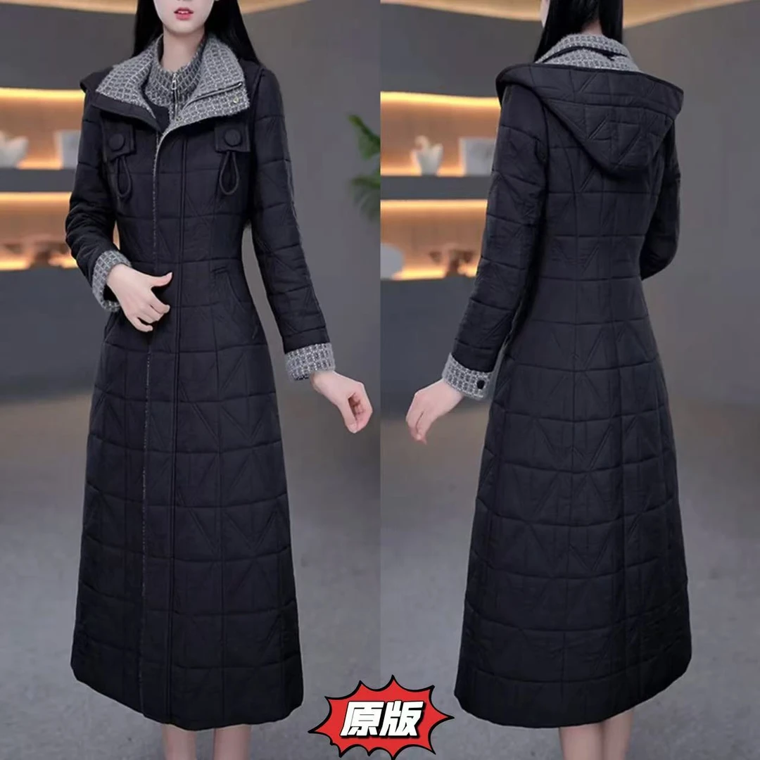 高档加棉加厚时尚外套连衣裙两件套2025冬季新款显瘦洋气轻奢套装