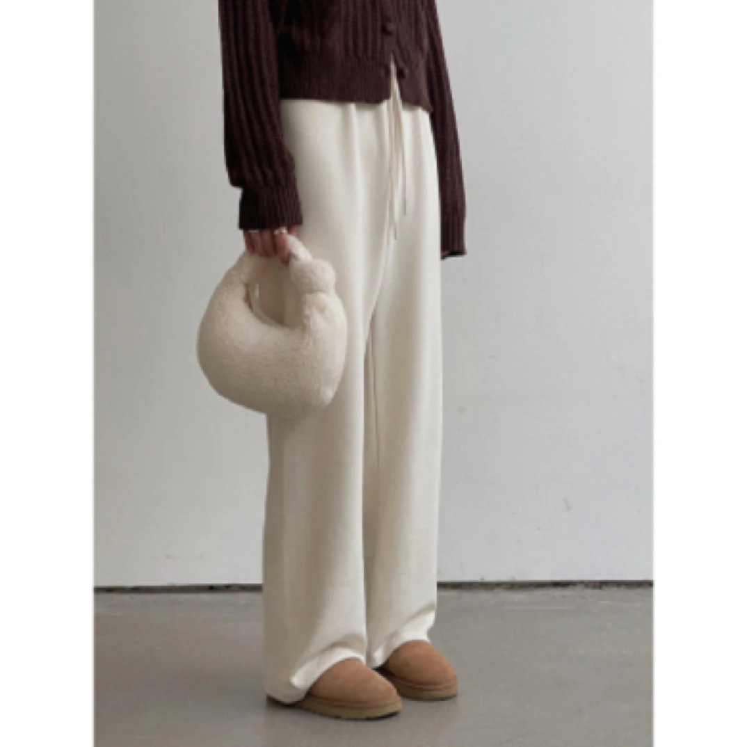 【素颜遛狗裤 4色】歌铭加厚加绒韩系通勤直筒裤冬季阔腿裤直筒宽松