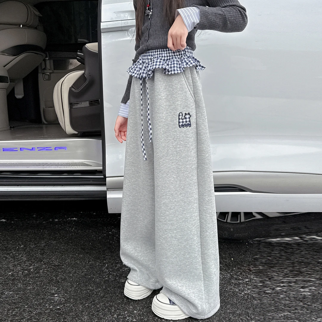 儿童冬装大女童装加绒加厚裤子一体绒秋冬款运动卫裤冬季6-12岁15