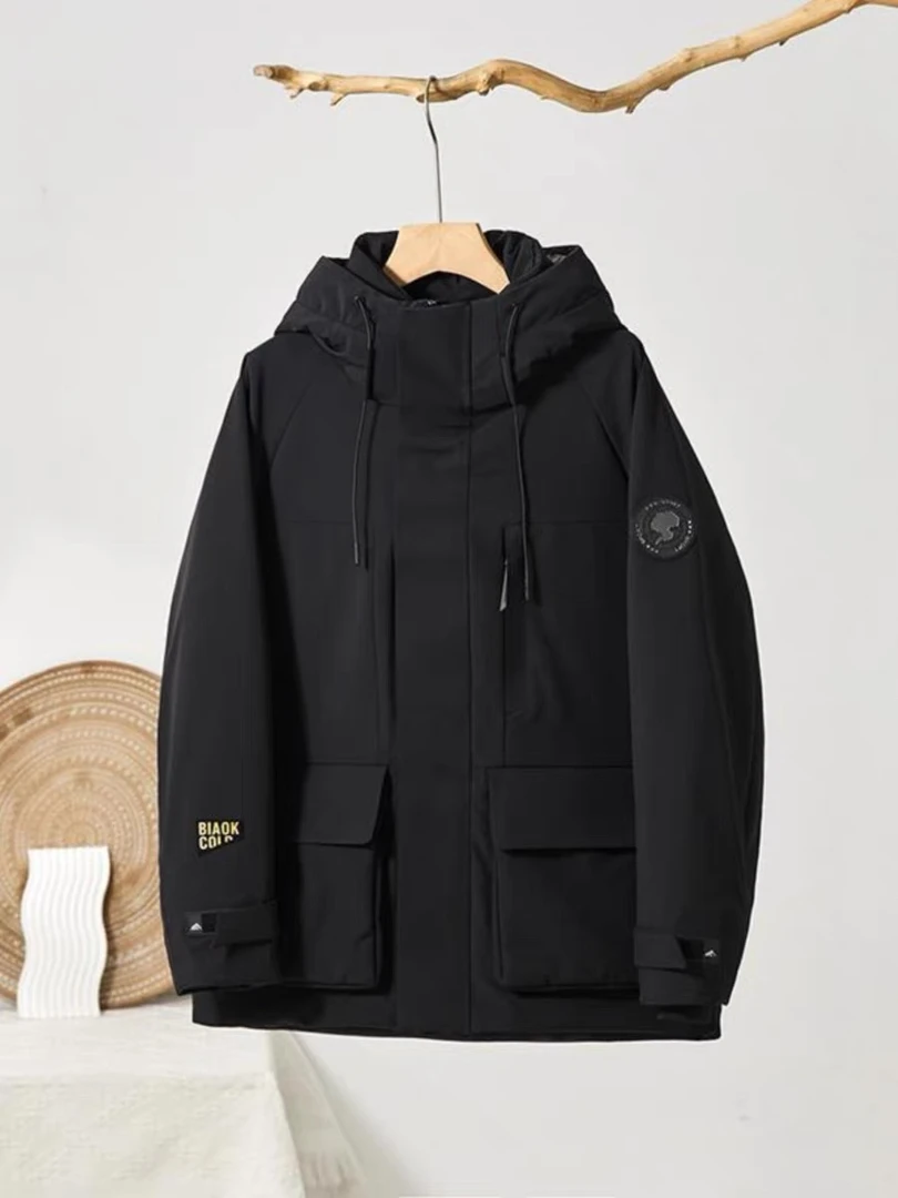 8088三防黑科技连帽短款工装羽绒服秋冬男女同款高端黑金户外套
