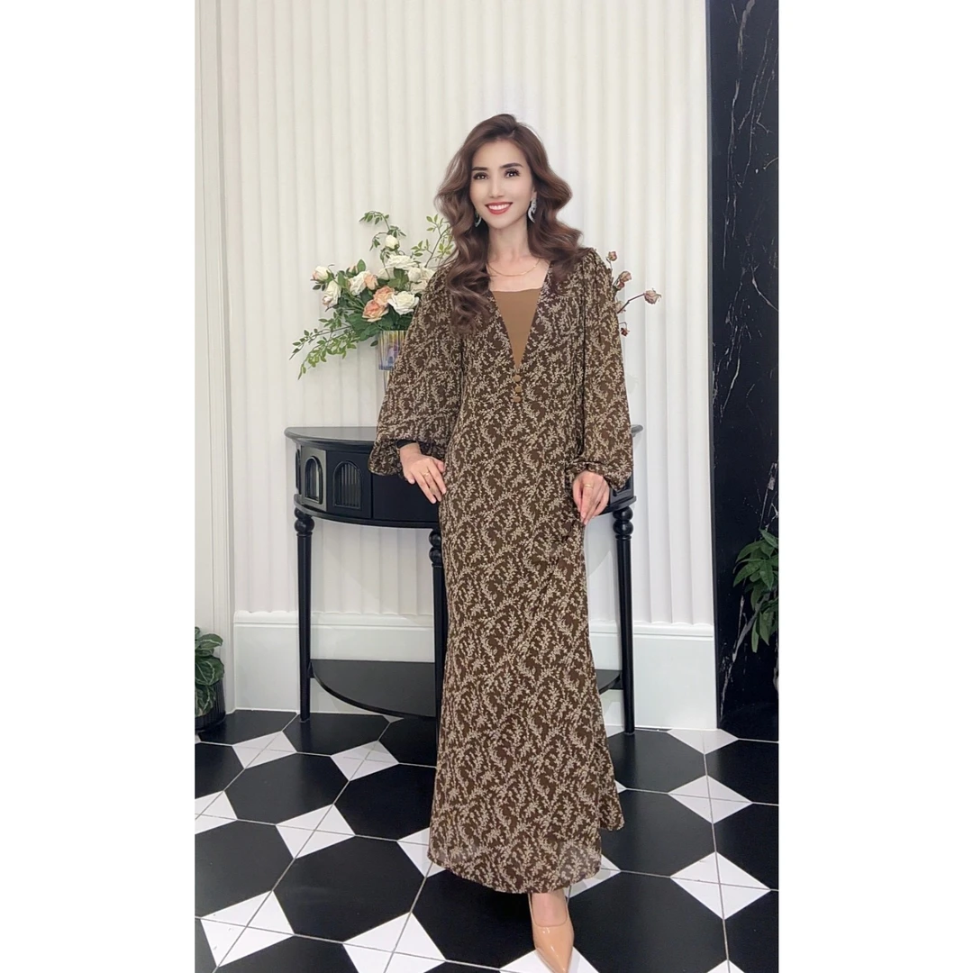 8827【包邮】新款时尚灯笼袖气质女装连衣裙