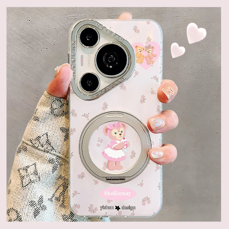 雪莉玫小女仆适用华为pura80pro+手机壳360度旋转支架pura70小众