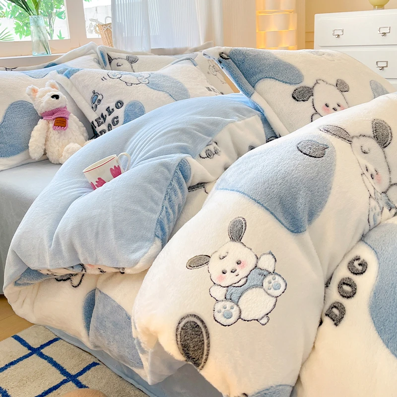 冬季保暖雪花绒被套单件150x200x230珊瑚牛奶绒加绒加厚宿舍被罩