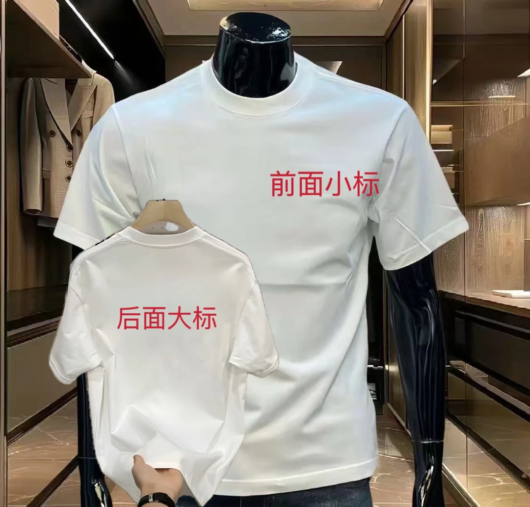 欧洲站2025新款男士t恤短袖纯棉字母印花潮流百搭修身帅气上衣服