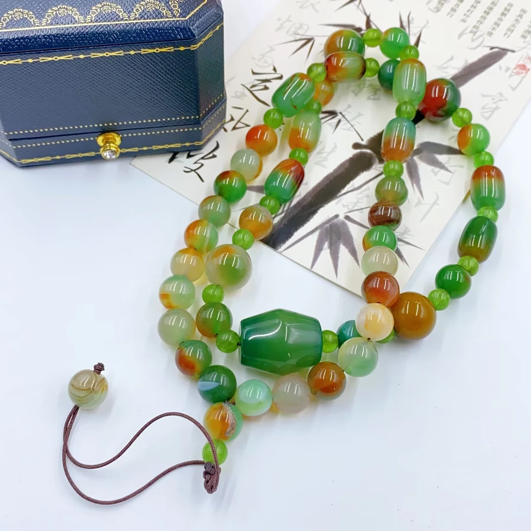 项链 2586  绿色拼接菱形珠珠项链多样性发货