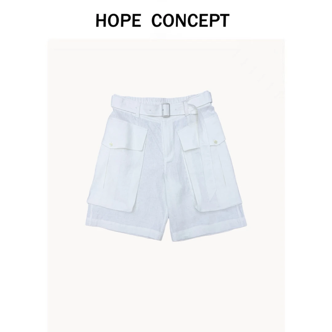 25183#HOPECONCEPT都市松弛感get了 高端线松弛随性百搭亚麻短裤