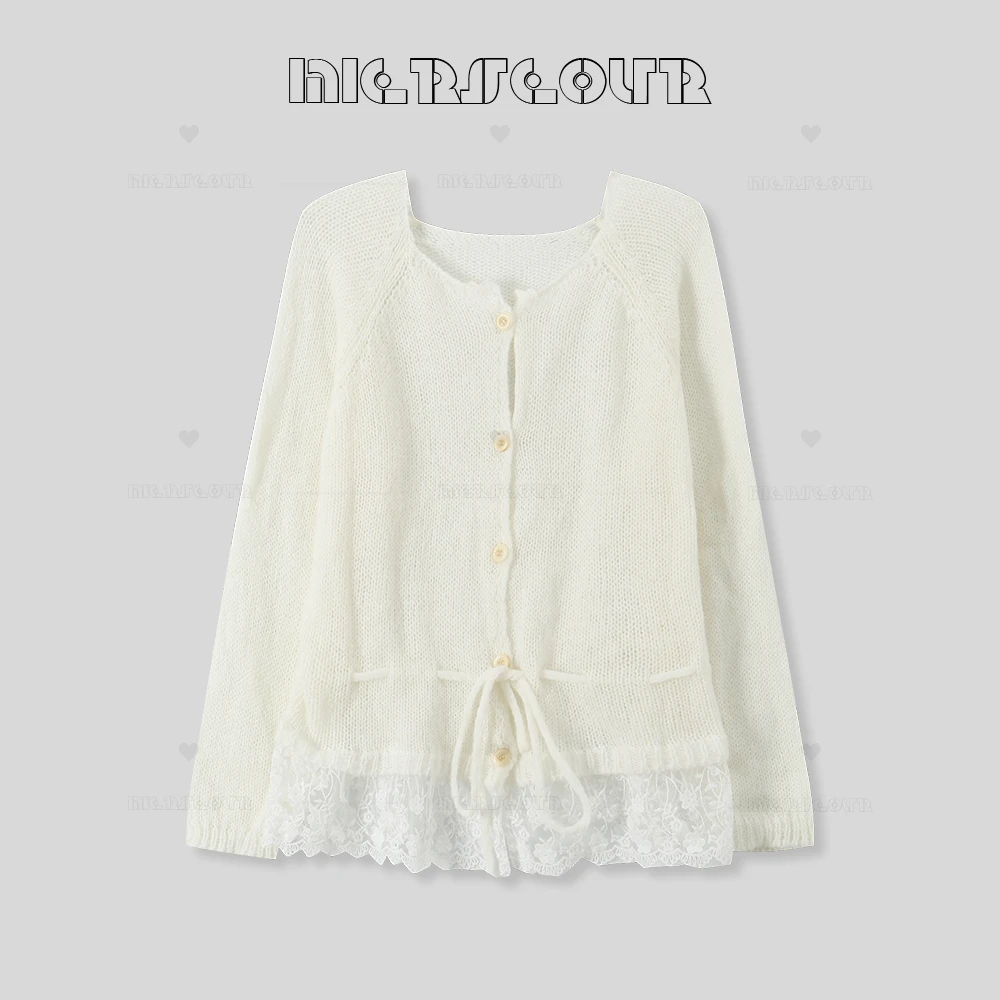 新款甜美蕾丝边针织上衣1629