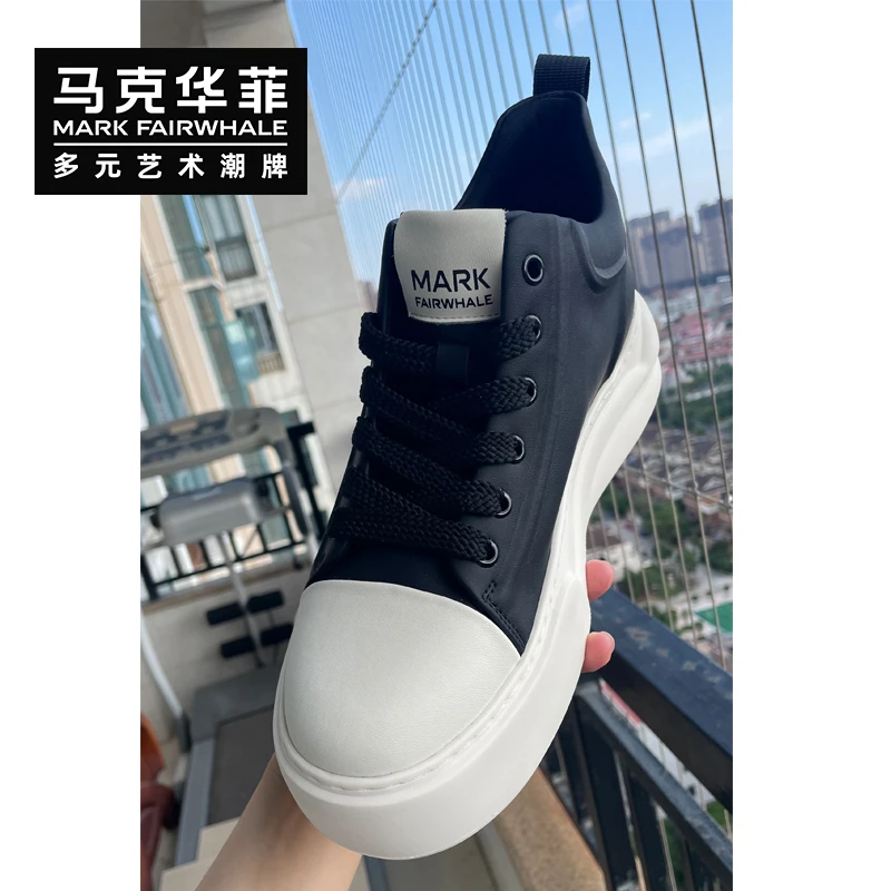 马克华菲男鞋秋款厚底轻便时尚舒适板鞋增高休闲鞋百搭潮鞋高帮