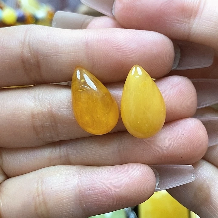 琥珀耳饰银S925镶嵌耳环