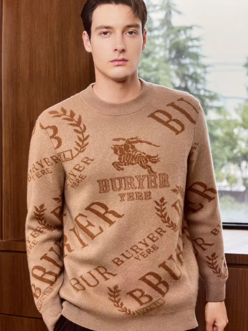 时尚都市字母厚款衫时尚圆领保暖男士绒衫提花蕾德蔓