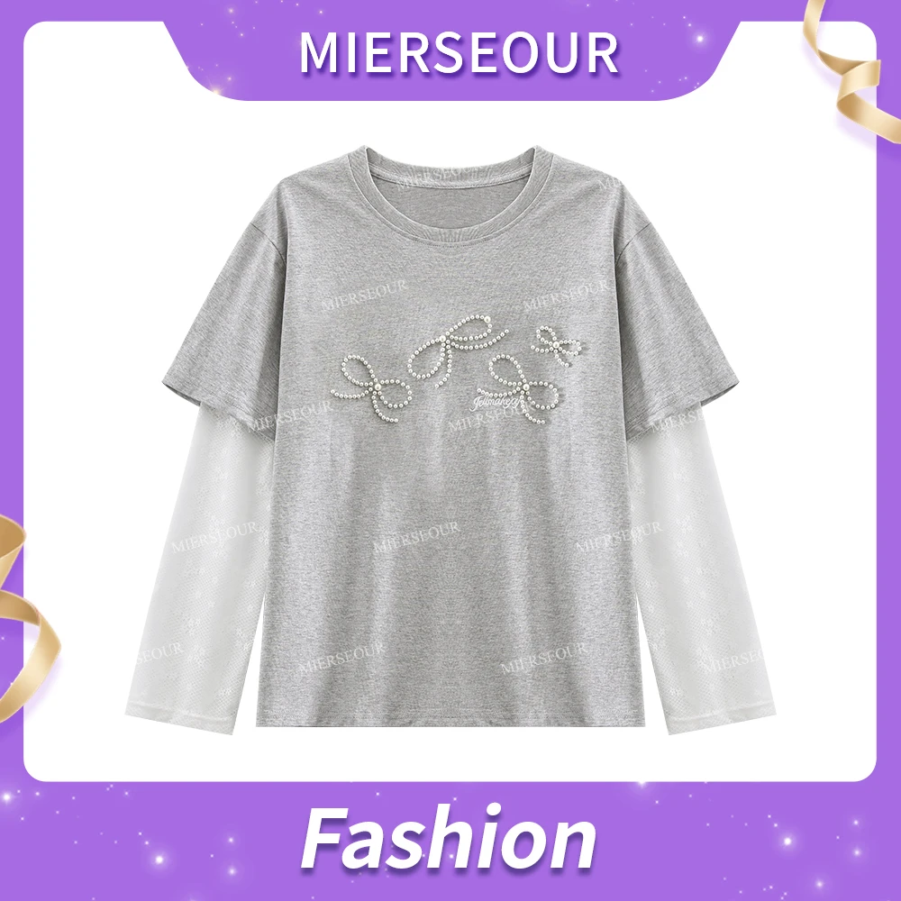 2025新款宽松纯棉大码设计感蝴蝶结胖mm短袖T恤女夏季假两件