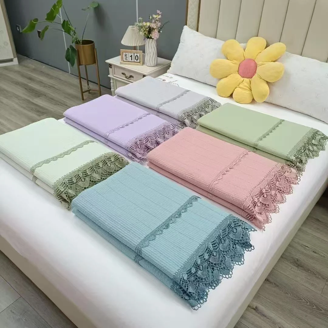 凉感丝冰丝飞边大码贴身冰凉舒适丝滑柔软绗缝床盖盖毯