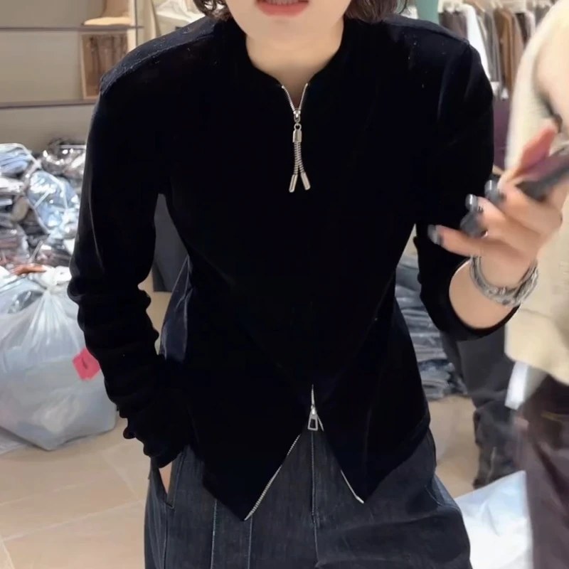 秋季设计感气质长袖拉链百搭显瘦短外套LK2506422