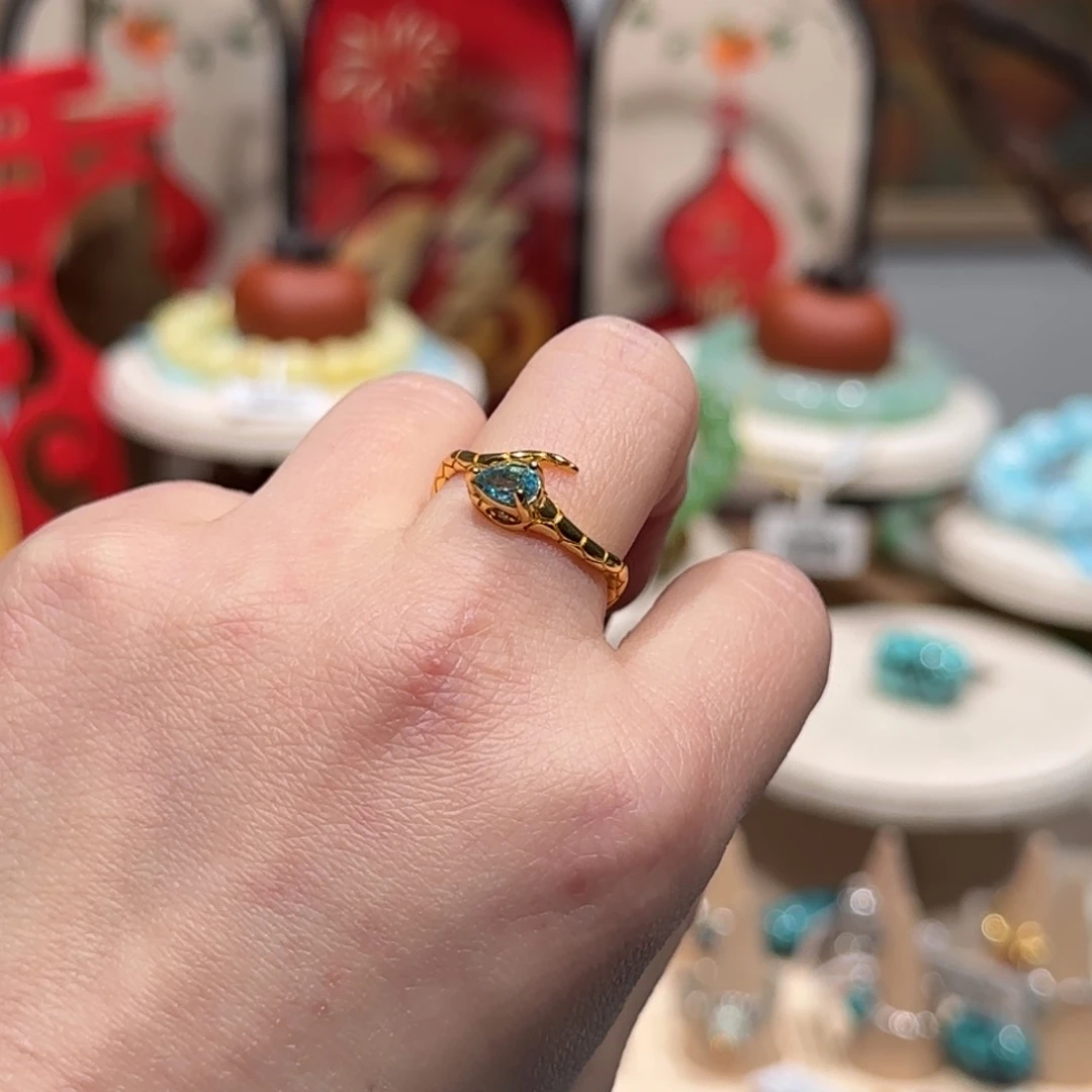 托帕石戒指银S925镀金镶嵌戒指