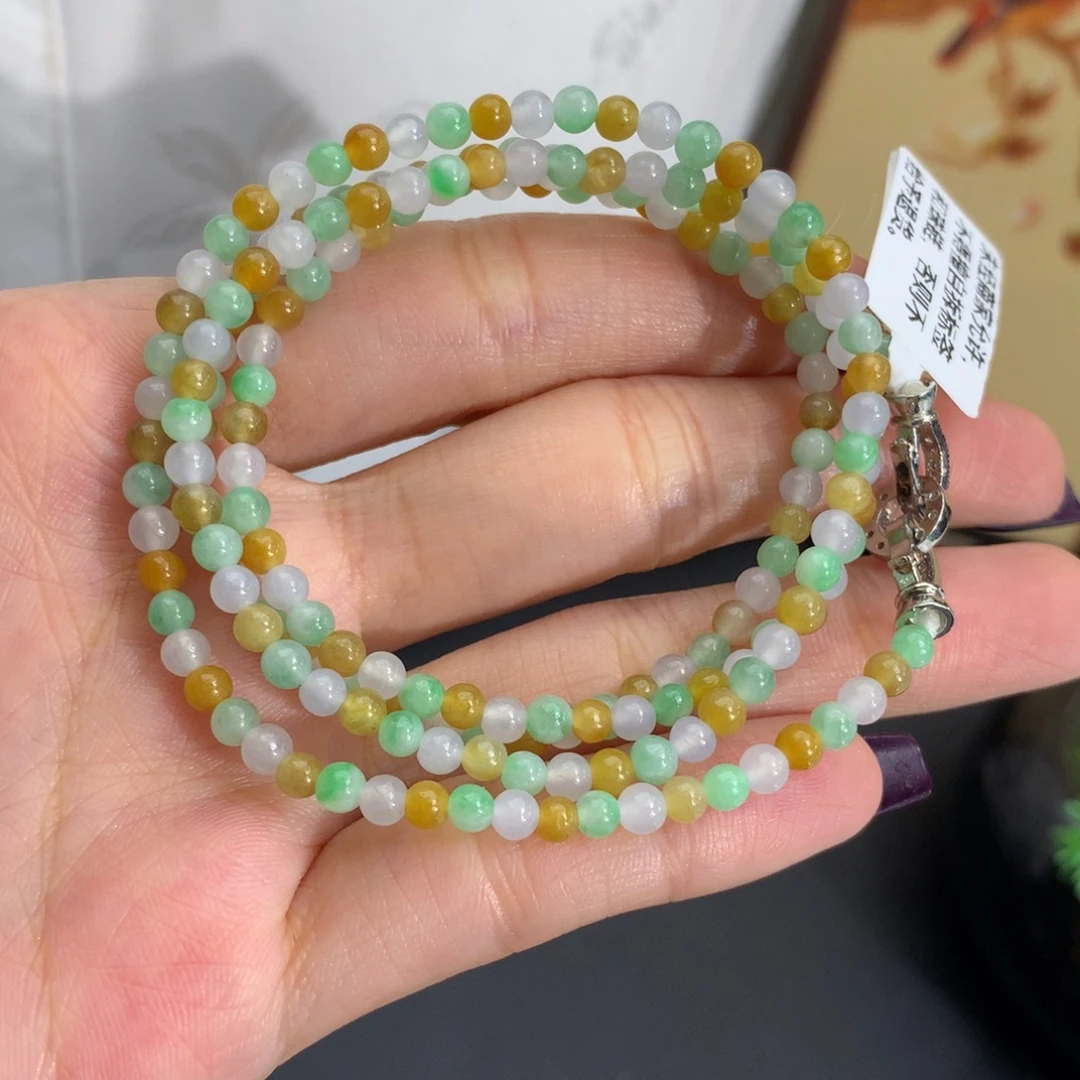 翡翠未镶嵌手串卡3.5胶润多宝项链