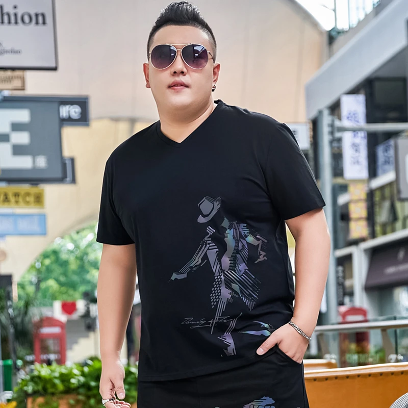 胖子男装加肥加大码冰凉手感短袖T恤肥佬宽松特大号休闲薄款夏装