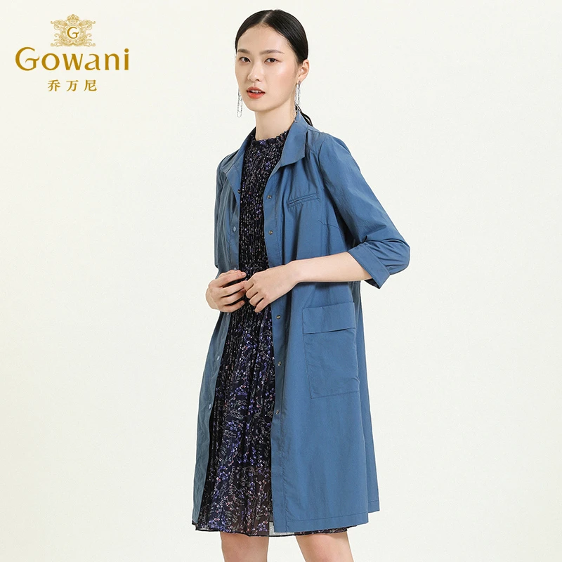 乔万尼商场同款风衣流行收腰直筒薄款外套中长款秋装ES2A186