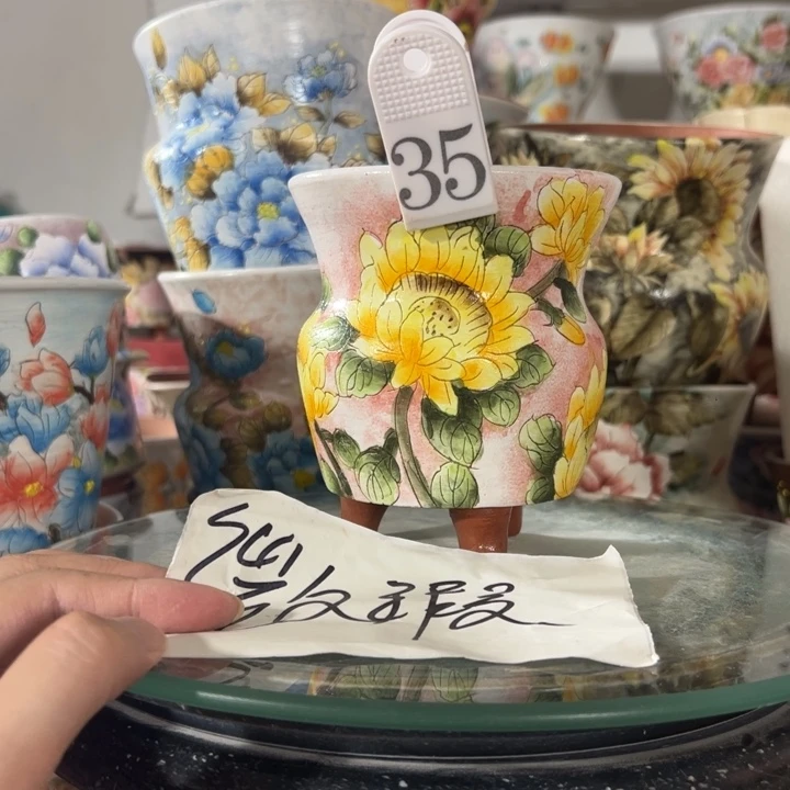 景德镇手绘花盆满38包邮偏远地区除外