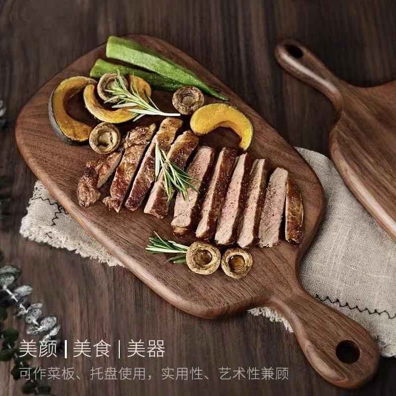 南美胡桃木整木歪脖牛排盘实木菜板案板砧板托盘38*18 HTCJ-01