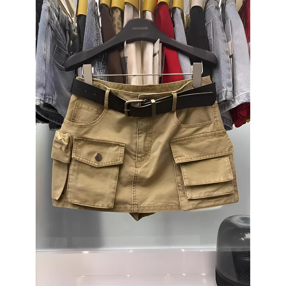 美式复古港风辣妹a字半身裙女高腰修身显瘦时髦百搭工装半身裙潮