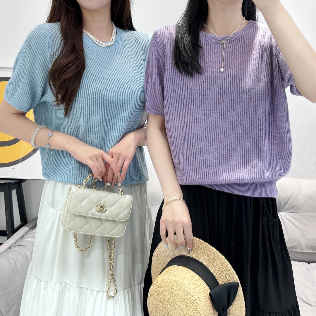 【大美丽定制】2025夏季新品 简约韩系薄款肌理感软糯针织上衣女